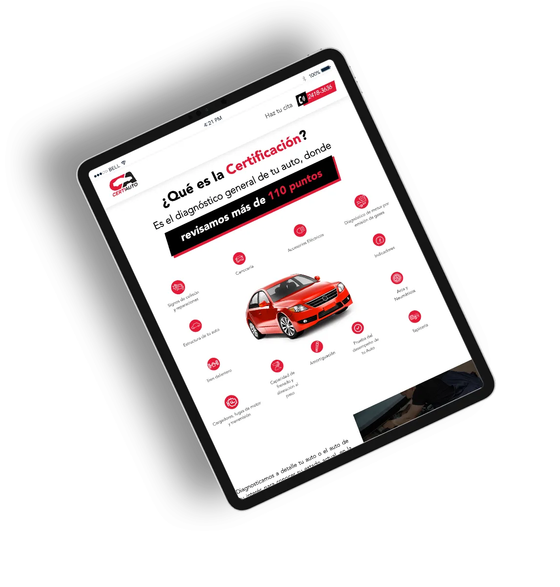 tablet con imagen de sitio web